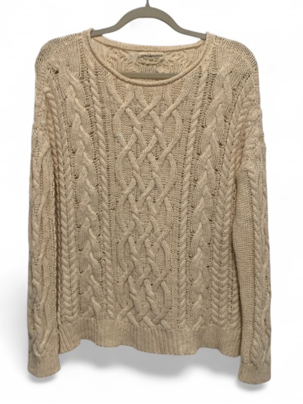 Ralph Lauren Denim & Supply Cable Knit Crewneck Sweater - Cream